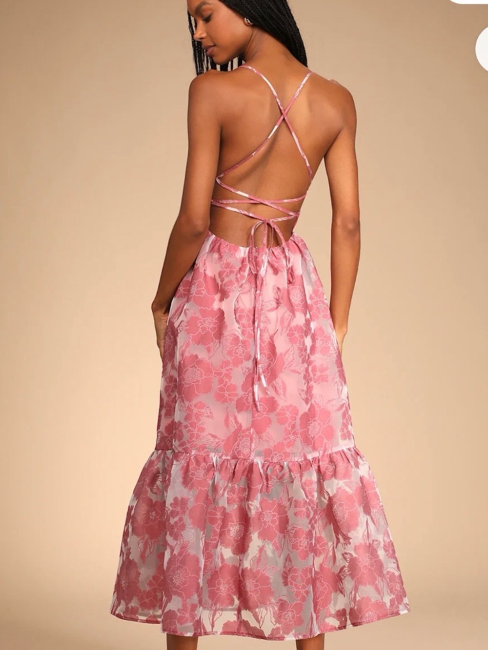 Lulu's Dusty Rose Floral V-Neck Maxi Dress - Picture 2 of 6